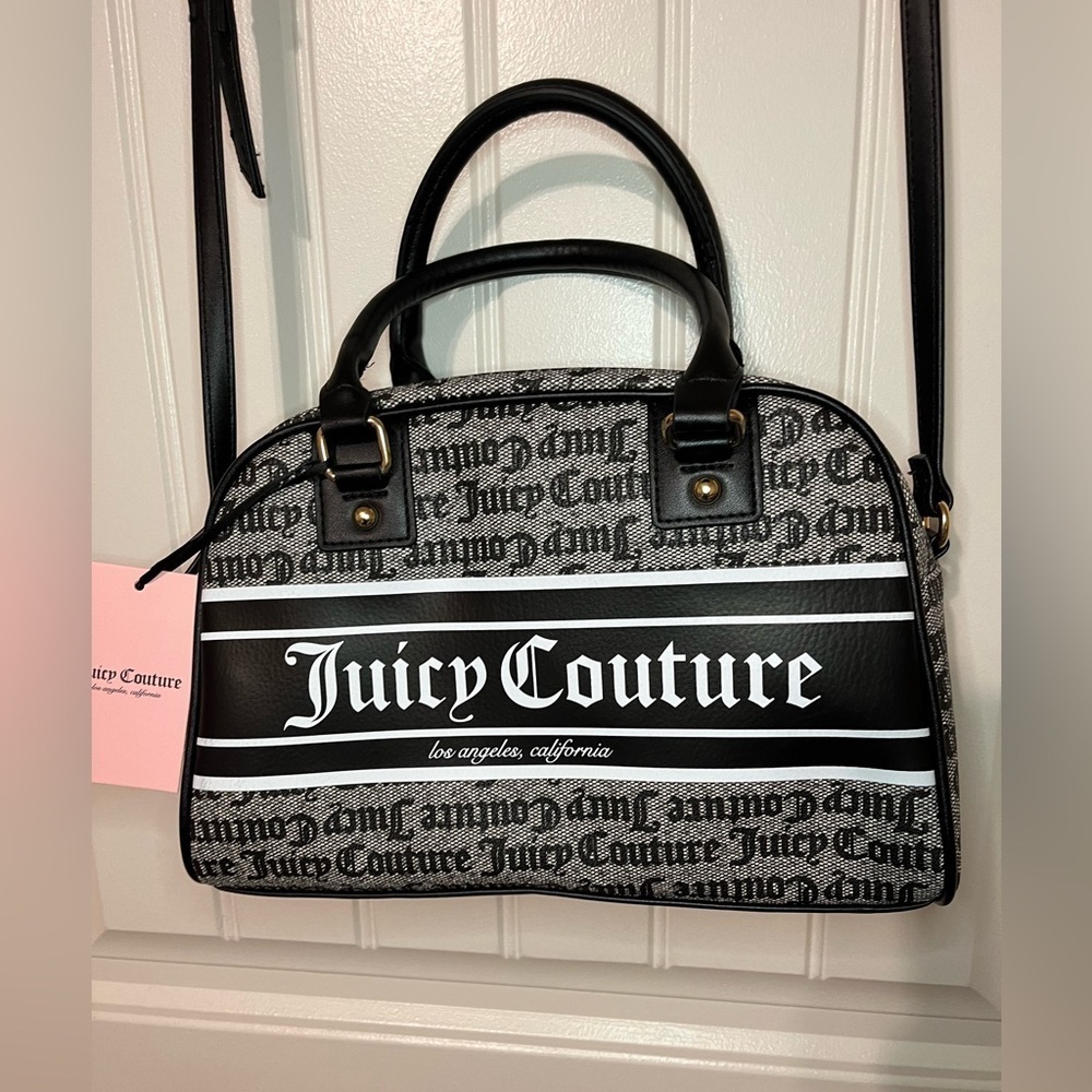 Juicy Couture Black Beige Fashionista Bowler, NWT